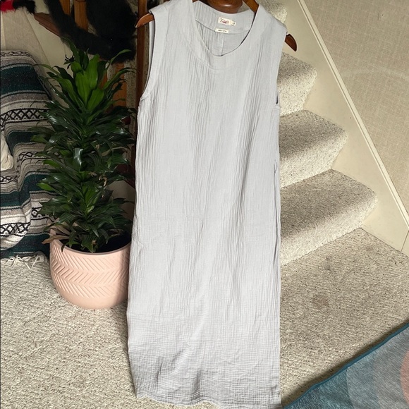 Faherty Sleeveless Midi Dress in Light Gray Blue - Picture 1 of 11